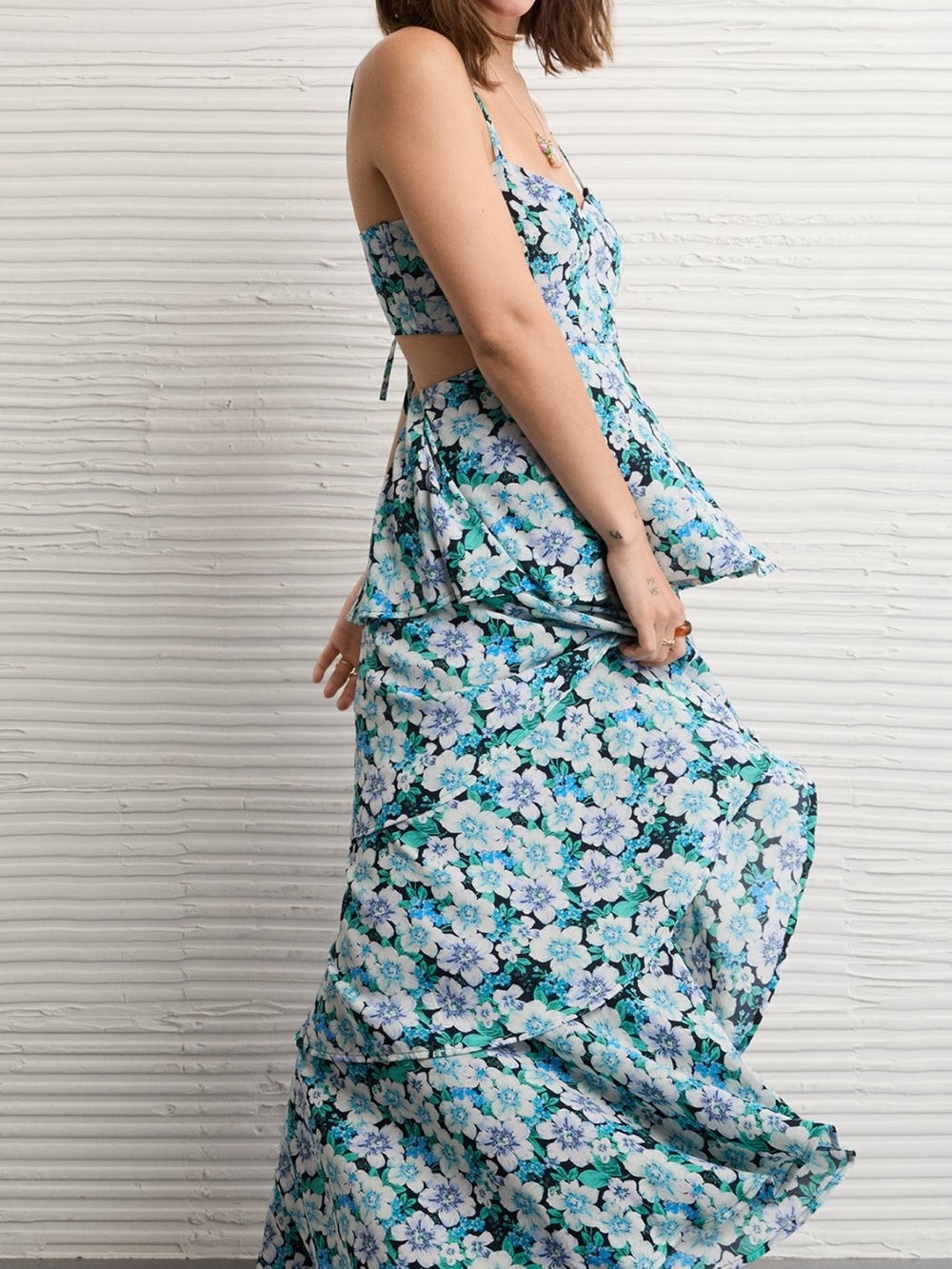 American Eagle Outfitters Blue and White Floral Maxi Dress - worn 1x